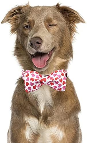Hfdgdfk Valentines Dog ovratnik ružičastim srčanim ovratnikom s kravatom maticom za kućne ljubimce za veliki srednji mali