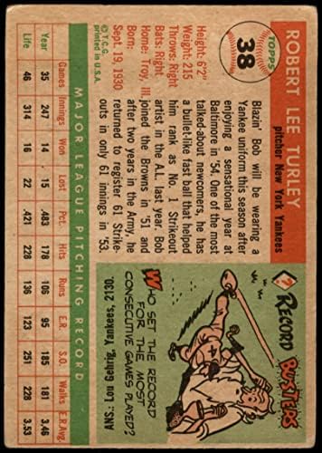 1955 Topps 38 Bob Turley New York Yankees Good Yankees