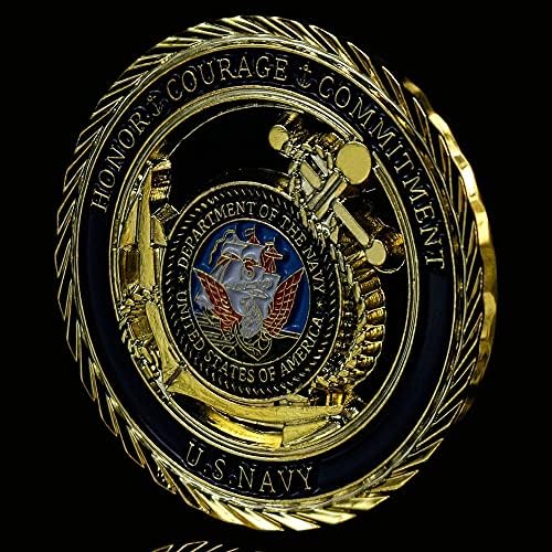 Američka mornarica čast čast zalaganje za hrabrost suvenir vojni novčić Kolekcionarski poklon komemorativni novčić Zlato