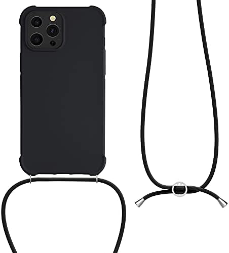 KWMobile Crossbody futrola kompatibilna s Apple iPhone 13 Pro Max Case - TPU Silikonski poklopac s remenom - Black
