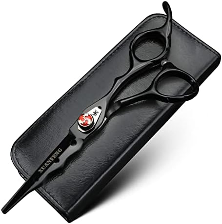 Xuanfeng Crni elastični vijak škare za kosu, pogodne za obiteljsku ili brijačnicu, 6 -inčni 9CR18 čelični profesionalni škare