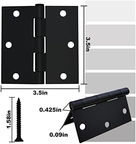 Vervida 3 pakiranje crni kvadrat i 12 pakiranja srebrni zaobljeni uglovi šarke za vrata