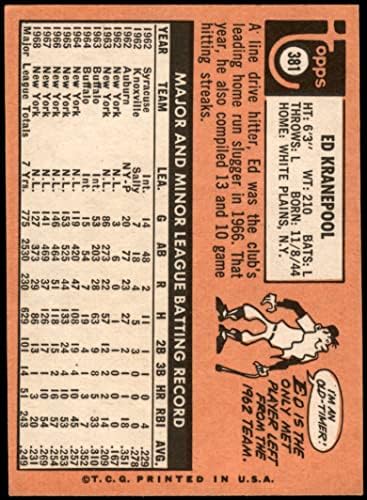 1969. Topps 381 Ed Kranepool New York Mets VG/EX METS