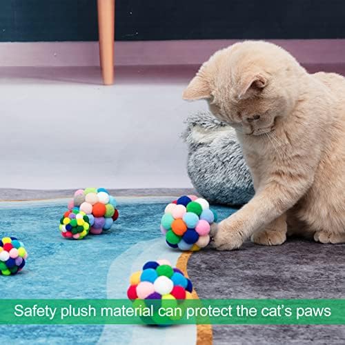 9 kom igračke loptice za mačke sa zvonom-okrugle pahuljaste kuglice s mačjim pompom ugrađeno zvono šarena lopta 3 različite