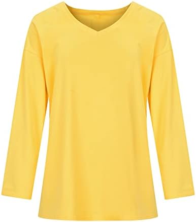 Ženske vrhove dugih rukava ležerna lagana majica s običnim majicama s izrezom Drome Osnovna puloverska bluza labava fit