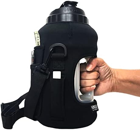 Osvijetljeni rukovatelji 1/2 galona - crni dizajn - neoprenski izolacijski rukav s remenom za odvojivi ramena, 3 džepa, uključujući