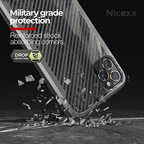 Nicexx dizajniran za iPhone 11 Pro Max kućište s uzorkom ugljičnih vlakana i TPU odbojkom, 12ft. Ispitivanje testiranih,