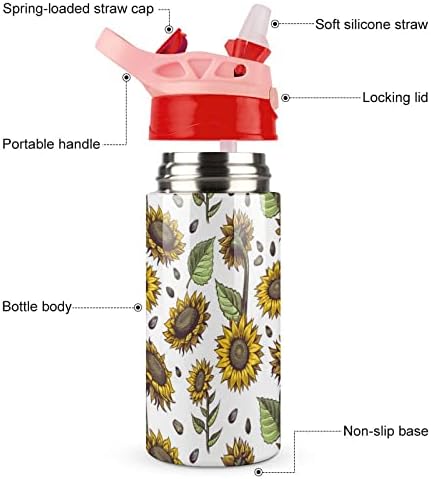 Suncokreti uzorak šarena boca s bocom od nehrđajućeg čelika izolirane šalice za putničke šalice za zaključavanje poklopca