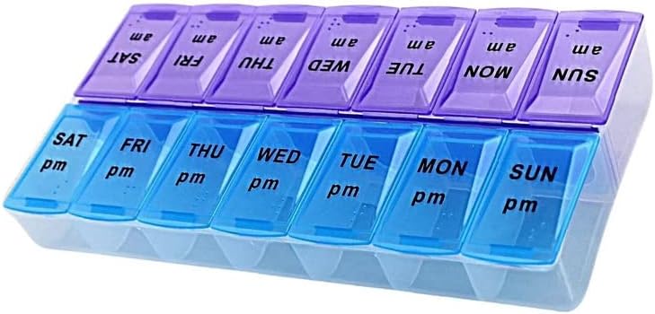 Organizator tableta - kutija za tablete 7 dana u tjednu ujutro i navečer - dva puta dnevno - izuzetno velika kutija za tablete
