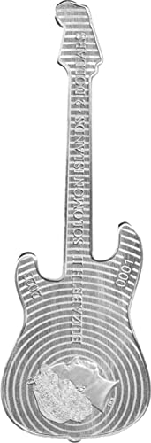 2023. de Fender 75 godišnjica PowerCoin Fender Stratocaster Guitar Daphne Blue 1 Oz Silver Coin 2 $ Solomon Islands 2023