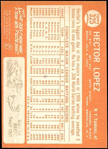 1964. Topps 325 Hector Lopez New York Yankees NM Yankees