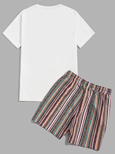 Dvodijelne odjeće za muškarce Geo Print Tee & Niwstring struka kratkih hlača