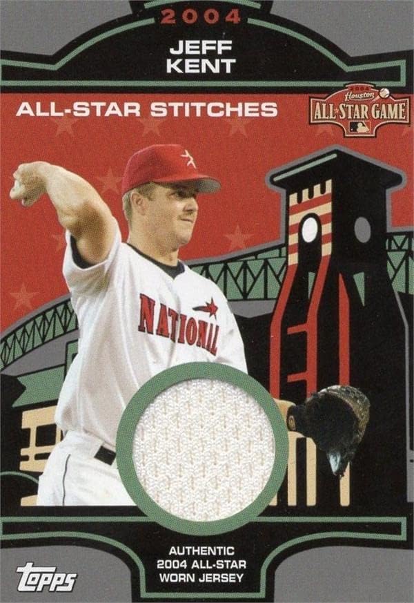 Jeff Kent Player istrošen Jersey Patch Baseball Card 2004 Topps All Star Stitches ASRJK - MLB igra korištena dresova