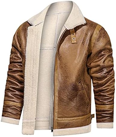 Dxsbb jakne za muški kaput jakne sherpa obložena topla zimska motocikla od umjetne kože | corduroy vintage casual vanjska