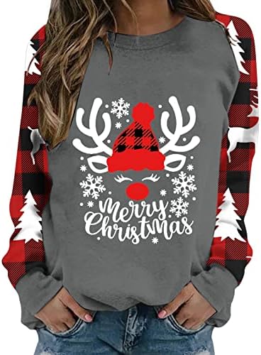 Božićne ženske posade s dugim rukavima jelena jelena tiskana dukvica bez kapuljača xmas odmor fit pulover bluza velika