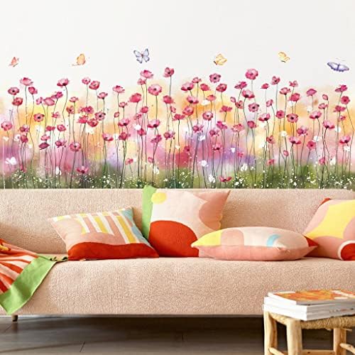 Kreativni ružičasti cvjetovi Zidne naljepnice 3. tratinčica suncokret Zidne naljepnice. uklonjivi dugini cvjetni leptiri