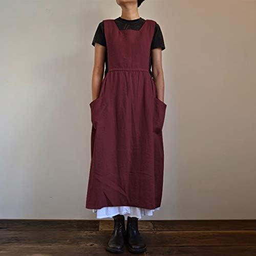Thirt haljina za žene djevojke vintage naplate džepove vrtlarstvo vrtlarstvo radovi pamuk ukupno pumka pinafore haljina