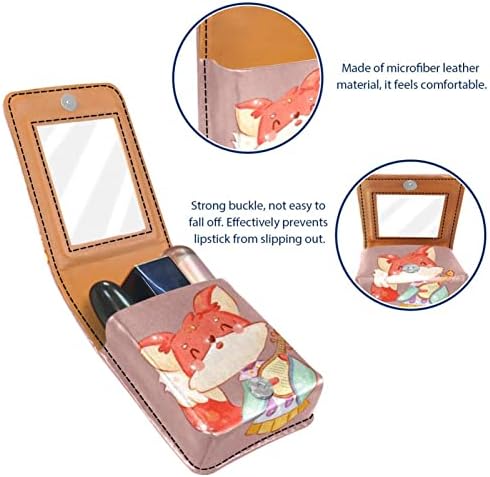 Futrola za ruž za usne s ogledalom slatka prijenosna Kozmetička torbica Kozmetička torbica, crtana životinja lisica lutnja