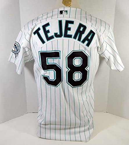 1999-02 Florida Marlins Michael Tejera 58 Igra Korištena bijelog Jersey 46 DP14166 - Igra korištena MLB dresova