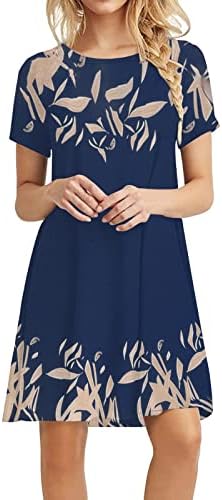 Žene 2023 Ljetna ležerna haljina majica s kratkim rukavima tunične haljine labava ljuljana cvjetna leptira na plaži boho