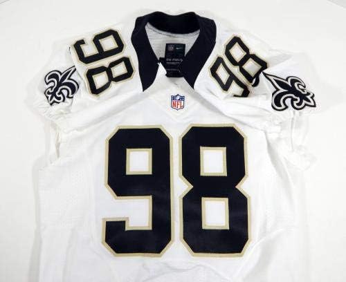2015 New Orleans Saints Mike Mohamed 98 Igra izdana White Jersey NOS0143 - Nepotpisana NFL igra korištena dresova
