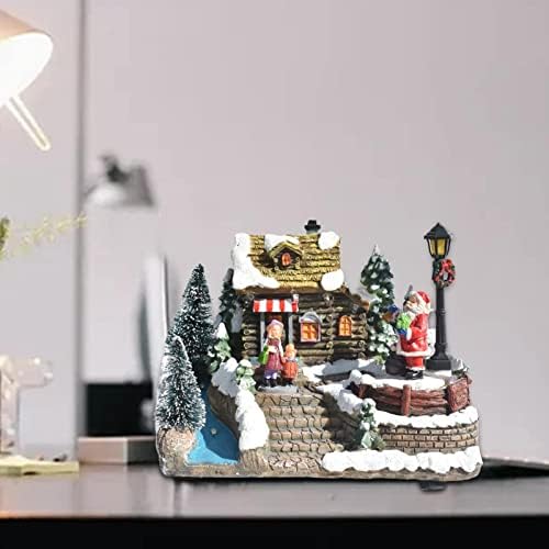 Božićna glazbena kutija, ukrasi snijega za božićne scene s LED laganom pozadinom na baterijskoj sobi za dekoraciju radne