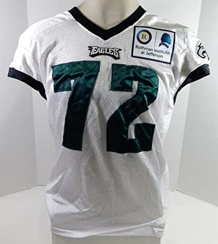 2014. Philadelphia Eagles 72 Igra Upotrijebljena bijela praksa dres ploča REM 52 5 - Nepotpisana NFL igra korištena dresova