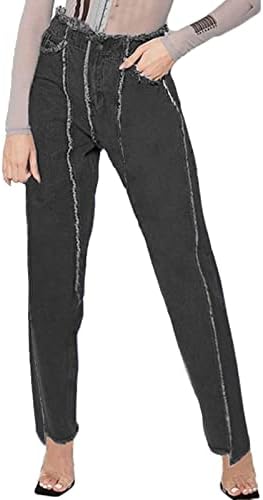 Ethia Prevelike Jean hlače za žene visoki struk labave ležerne tamne hlače spajajući traperice širokih nogu jean