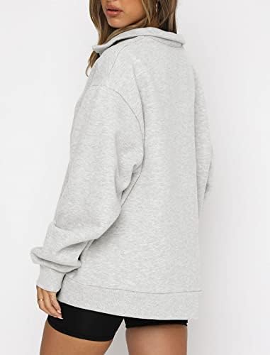 Ulekuke žene preveliki pola zip pulover četvrt zip hoodie rever vrat dugle rukave dukseve majice tinejdžerke trendovske odjeće