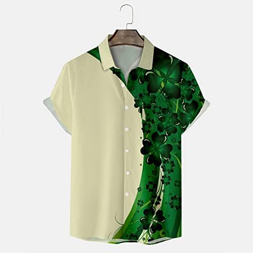 XXBR MENS Moda St Patricks Day 3D Digitalni tiskani džepni reveri s jednim grudima muški vrhovi kratkih rukava labavi