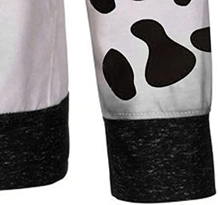 Žene krava kapuljača Top, ženska patchwork Slatka krava print kapuljača s kapuljačama s punovima punovora majice