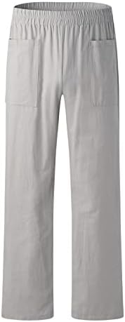 Meymia muške pamučne lanene hlače Čvrsta boja Smanjena Slim Fit plaža konusna hlača s velikim džepovima