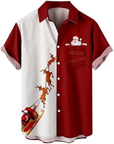 WYBAXZ 2022 Božićni muški božićni Djed Božićnjak Poklon u boji 3d digitalni gumb za ispis košulja kratka rukava t