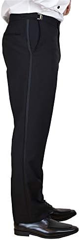Sir Gregory muški ugrađeni ravni prednji tuxedo hlače Svečane satenske trake s podesivim pojasom