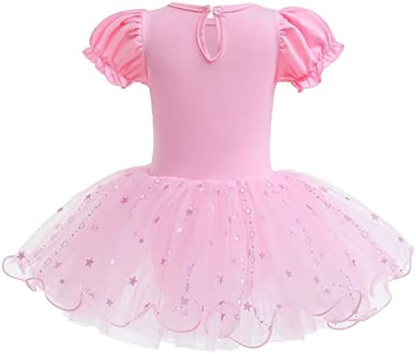 EasyForever Girls Princess haljina puff rukava balet tutu leotard haljina jedno komad mrežaste plesne haljine balerina plesna
