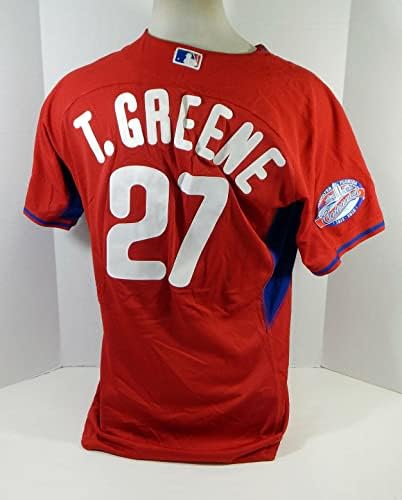 2015 Philadelphia Phillies Tyler Greene 27 Igra Korištena Red Jersey St 100. C P 8 - Igra se koristio MLB dresovi