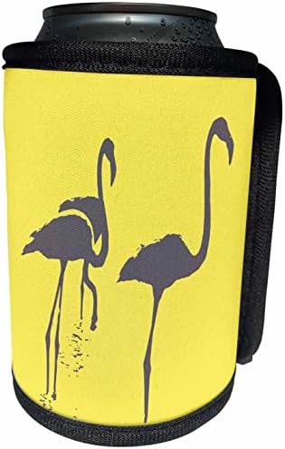 3dose minimalističke tri flamingos sive siluete na žutoj - omota za hladnjak s bočicom može