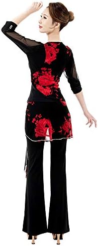 Si Hyun salsa latino tango odjeća za uzorku ruže i hlače s dvostrukim setom