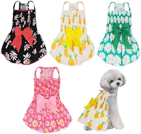 Albrost 4 PCS Cvjetna haljina za pseće čvorove, haljine za kućne ljubimce za psa za djevojčicu, suknja za pseće princeze