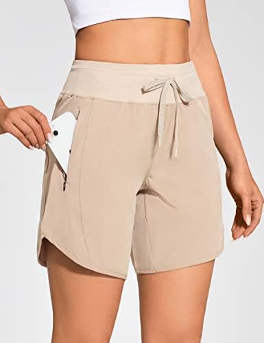 Zuty 7 Atletske kratke hlače s visokim strukom za žene koje trče duge kratke hlače s 3 džepa s patentnim zatvaračem
