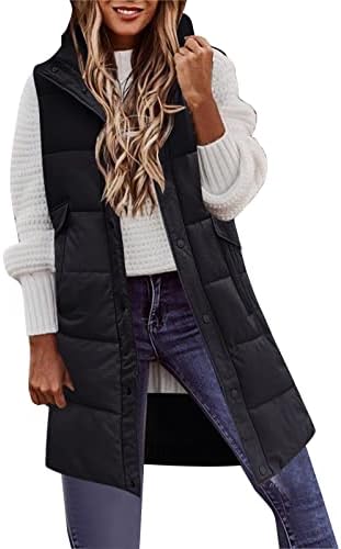 Hahii ženska dugačka puff prsluka ženska osoba labava džepna zima dugačka jakna pamučna jakna jakna toplo prsluk jakna bez