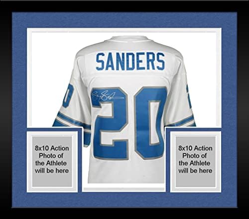 Uokvireni Barry Sanders Detroit Lions Autografirani bijeli Mitchell & Ness replika Jersey - Autografirani NFL dresovi