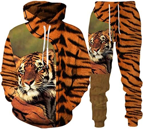 3d kapuljača za print za životinje+hlače odijelo dugih rukava pulover muški tracksuit par outfit dva komada jogging set