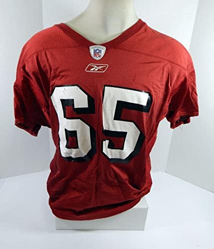 2002 San Francisco 49ers Ron Stone 65 Igra Korištena crvena vježba Jersey 2XL DP34417 - Nepotpisana NFL igra korištena dresova