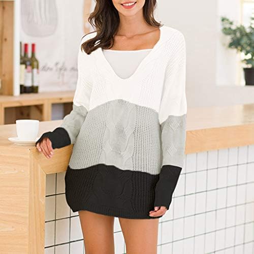 Pulover v Neck džemperi za žene plus size V-izreza pulover ležerna labava gornja košulja labav V-izrez džemper