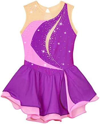 Yuumin Kids Girls Ice Figue Sling haljina bez rukava Skate Kostimi za kostimi baleta plesa Tutu suknja