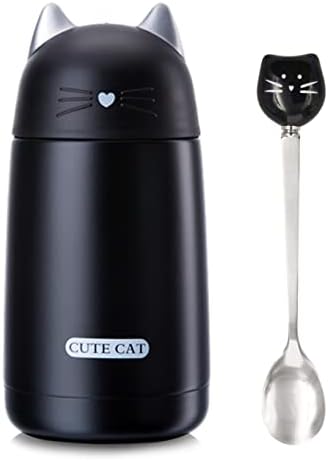 11.5oz Slatka mačka vakuuma izolirana čaša mini crtana boca s bocama s kavom kava s četkom i žlicom set dobro za ljubitelje