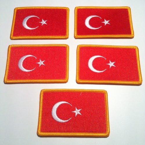 5 Turska zastava Iron-on Patch Emblem Emblener Zlatna granica