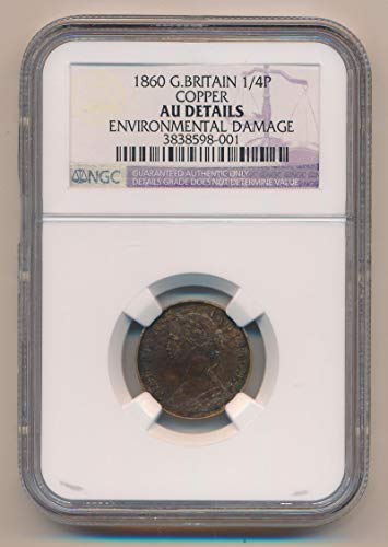 1860. UK 1/4 Penny 1/4 Penny Au Pojedinosti NGC