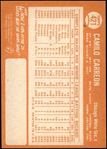 1964. Topps 421 Camilo Carreon Chicago White Sox NM White Sox
